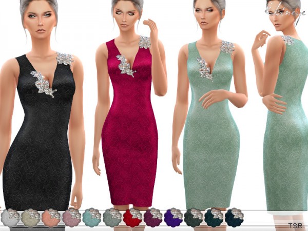  The Sims Resource: Jewel Detail Dress by ekinege
