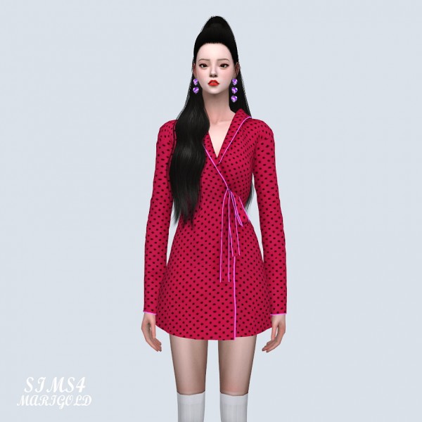  SIMS4 Marigold: Strawberry Wrap Mini Dress