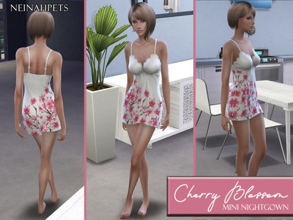  The Sims Resource: Cherry Blossom Mini Nightgown by neinahpets
