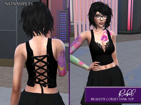  The Sims Resource: Rebel   Bralette Corset Tank Top by neinahpets