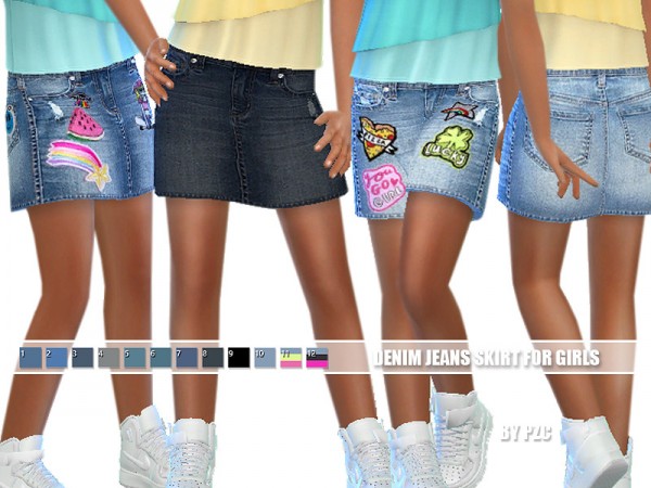  The Sims Resource: Denim Jeans Skirt For Girls by Pinkzombiecupcakes