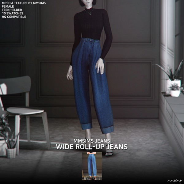  MMSIMS: Wide roll up jeans