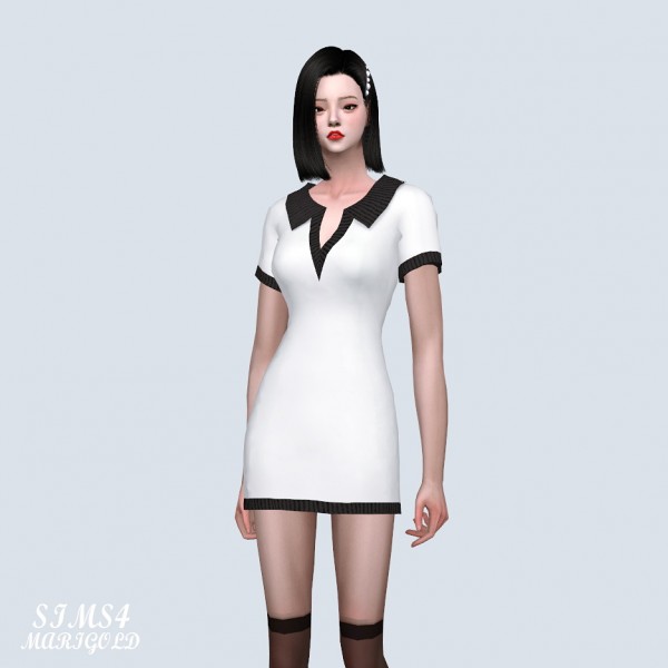 SIMS4 Marigold: Open Collar PK Mini Dress