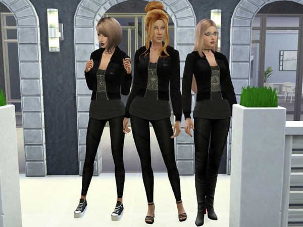  The Sims Resource: Witchcraft Occult Leather Outfit by neinahpets
