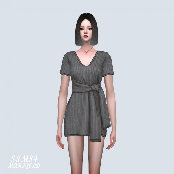 SIMS4 Marigold: Tied Long Sweater Short Sleeves V