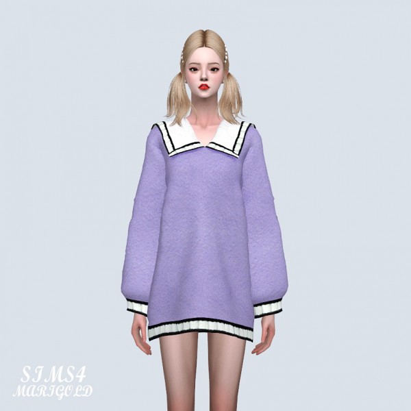  SIMS4 Marigold: Cute Knit Mini Dress