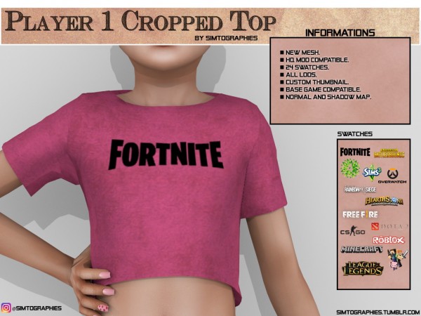  Simtographies: Player 1 Cropped Top