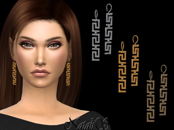  The Sims Resource: Greek motif drop earrings by NataliS