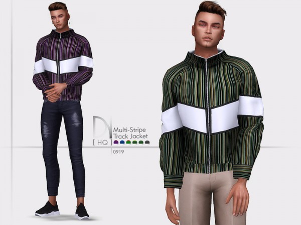  The Sims Resource: Multi Stripe Track Jacket by DarkNighTt