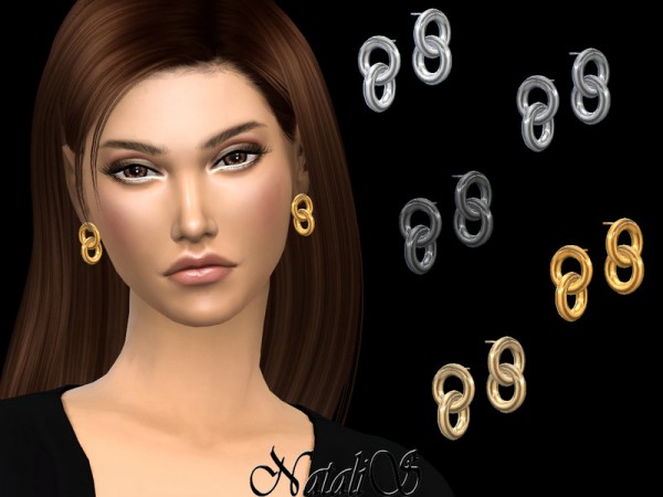  The Sims Resource: Interlock hoop earrings by NataliS