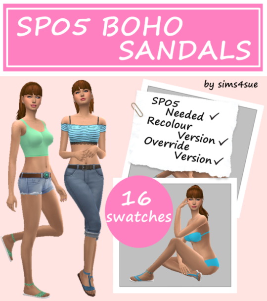  Sims 4 Sue: Boho Sandals