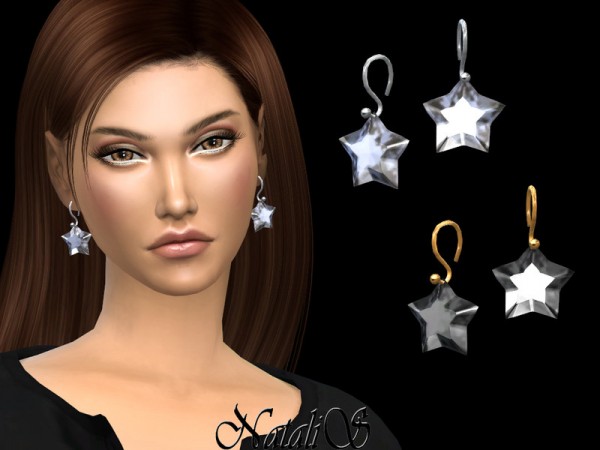  The Sims Resource: Star crystal drop earrings by NataliS