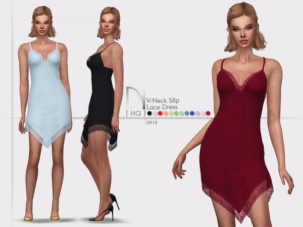  The Sims Resource: V Neck Slip Lace Dress by DarkNighTt