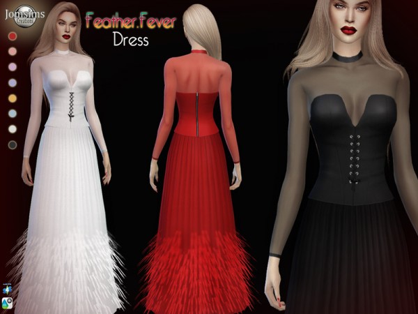  The Sims Resource: Feather fever dress by jomsims