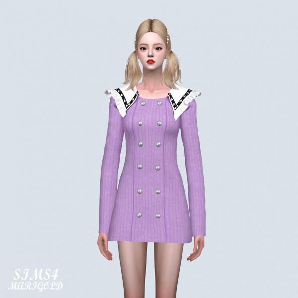  SIMS4 Marigold: Love Frill Collar Mini Dress