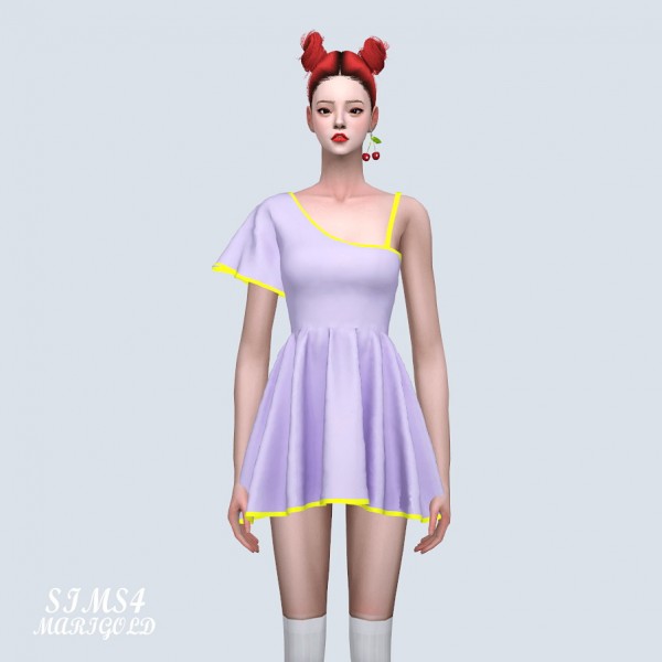 SIMS4 Marigold: Funky Sleeves Mini Dress • Sims 4 Downloads