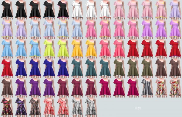 SIMS4 Marigold: Funky Sleeves Mini Dress • Sims 4 Downloads