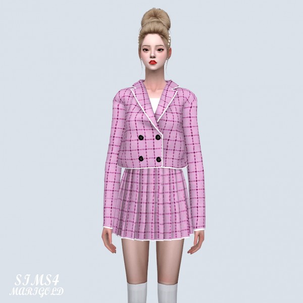  SIMS4 Marigold: Lovely Checked Jacket Two Piece