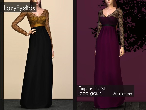 Lazyeyelids: Empire waist gown • Sims 4 Downloads