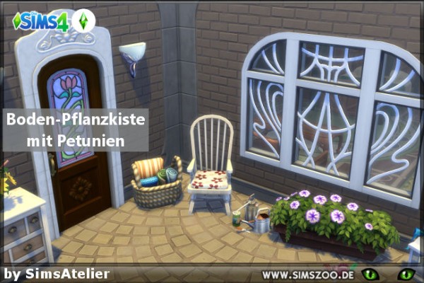  Blackys Sims 4 Zoo: Ground planter with petunia by  SimsAtelier
