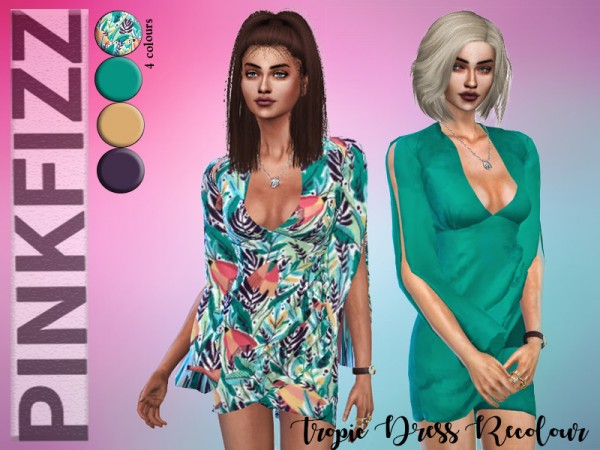  The Sims Resource: Tropic Dress Recolour by Pinkfizzzzz