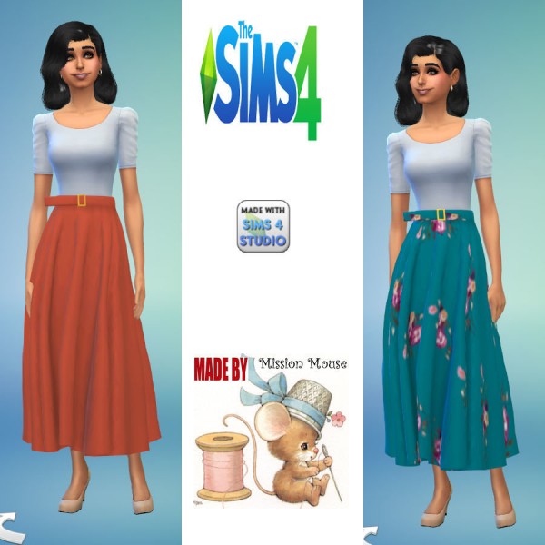  Affinity Sims: Marigold` s Bottom Long Flare Skirt With Belt Recolored