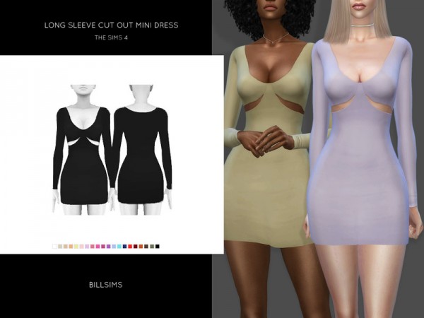  The Sims Resource: Long Sleeve Cut Out Mini Dress by Bill Sims