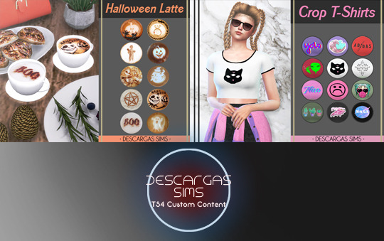  Descargas Sims: Crop Top and Halloween Latte