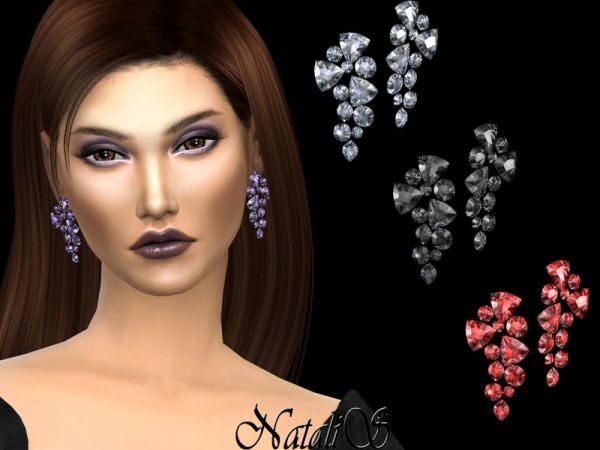  The Sims Resource: Mixed shape crystals drop earrings by NataliS