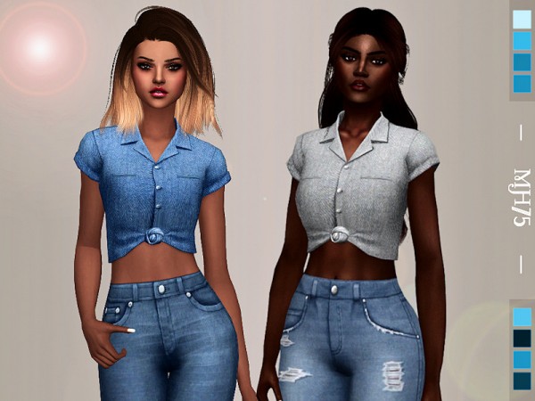  The Sims Resource: Fall Denim Tops by Margeh 75
