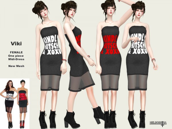  The Sims Resource: VIKI   One Piece Midi Dress by Helsoseira