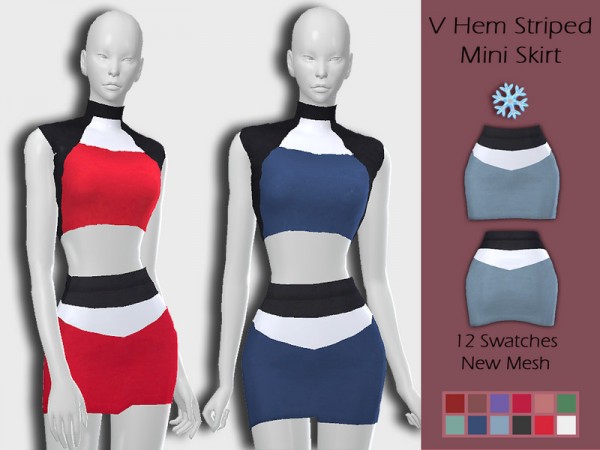  The Sims Resource: Hem Striped Mini Skirt by Lisaminicatsims