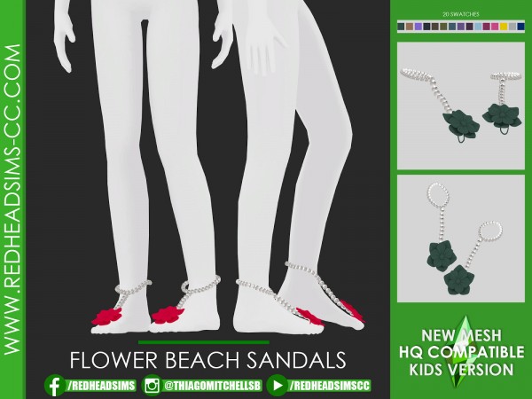  Red Head Sims: Flowe beach sandals