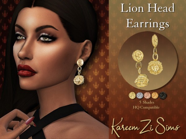  The Sims Resource: Lion Head Earrings by KareemZiSims