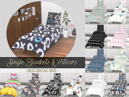  Descargas Sims: Single Blankets and Pillows