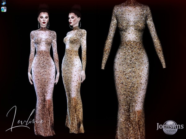 The Sims Resource: Levline Long dress by jomsims • Sims 4 Downloads