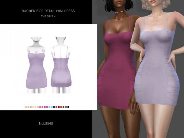  The Sims Resource: Ruched Side Detail Mini Dress by Bill Sims