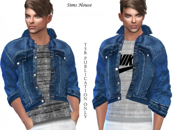  The Sims Resource: Denim jacket with a t shirt by Sims House
