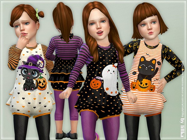  The Sims Resource: Toddler Girl Halloween Outfits by lillka