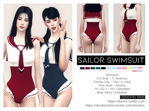  Obsidian Sims: Sailor Swimsuit