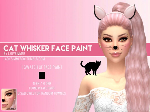  The Sims Resource: Cat Whisker Face Paint by LadySimmer94