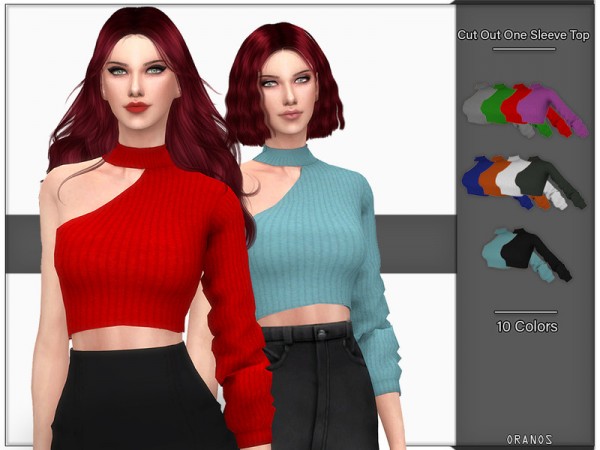  The Sims Resource: Cut Out One Sleeve Top by OranosTR