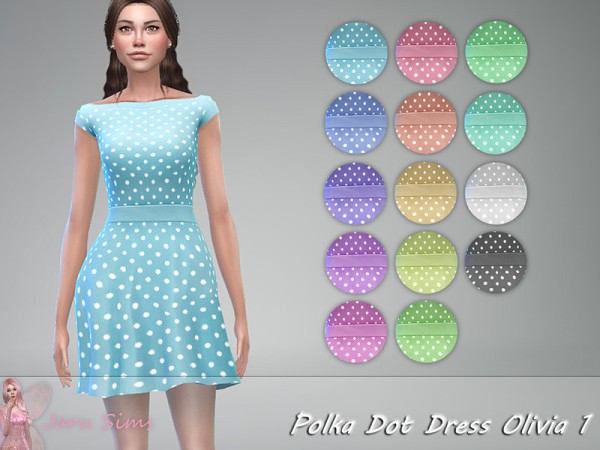  The Sims Resource: Polka Dot Dress Olivia 1 by Jaru Sims