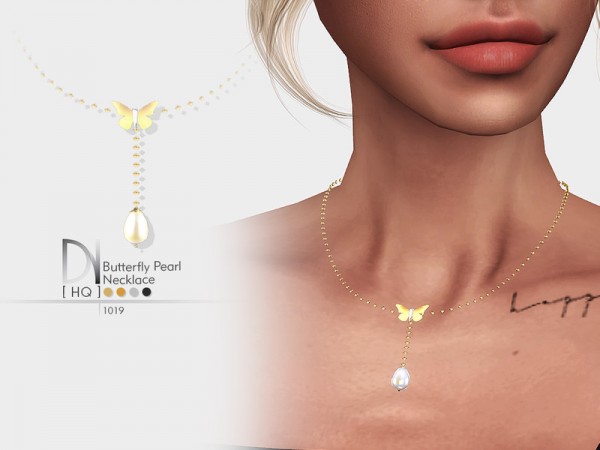  The Sims Resource: Butterfly Pearl Necklace by DarkNighTt