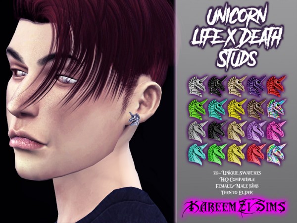  The Sims Resource: Unicorn Life x Death Studs by KareemZiSims