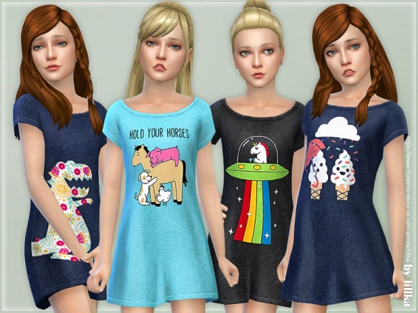  The Sims Resource: Pyjama Nightie Dress by lillka