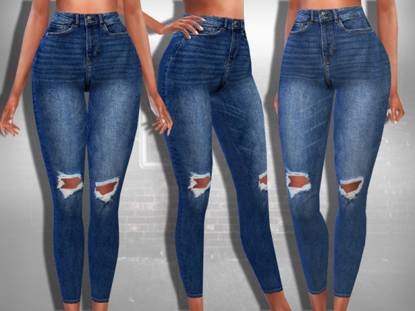  The Sims Resource: Ripped Style Skinny Fit Jeans by Saliwa