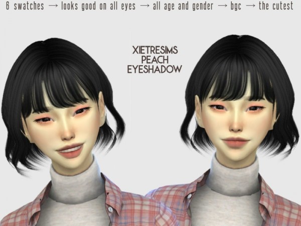  The Sims Resource: Xietre Peach Eyeshadow by dimisims