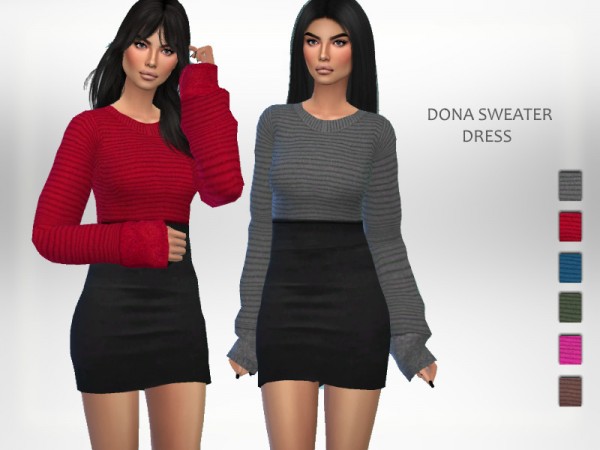  The Sims Resource: Dona Sweater Dress by Puresim