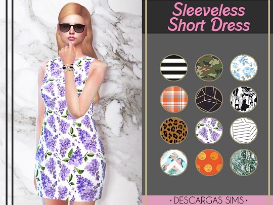  Descargas Sims: Sleeveless Short Dress